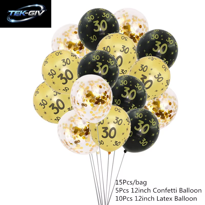 Schwarzgold 30 40 50 60 Jahre Geburtstag Latexballons Erwachsene Männer Frauen Alles Gute Zum Geburtstag Party Dekor Hochzeit 30. Jahrestag Zubehör