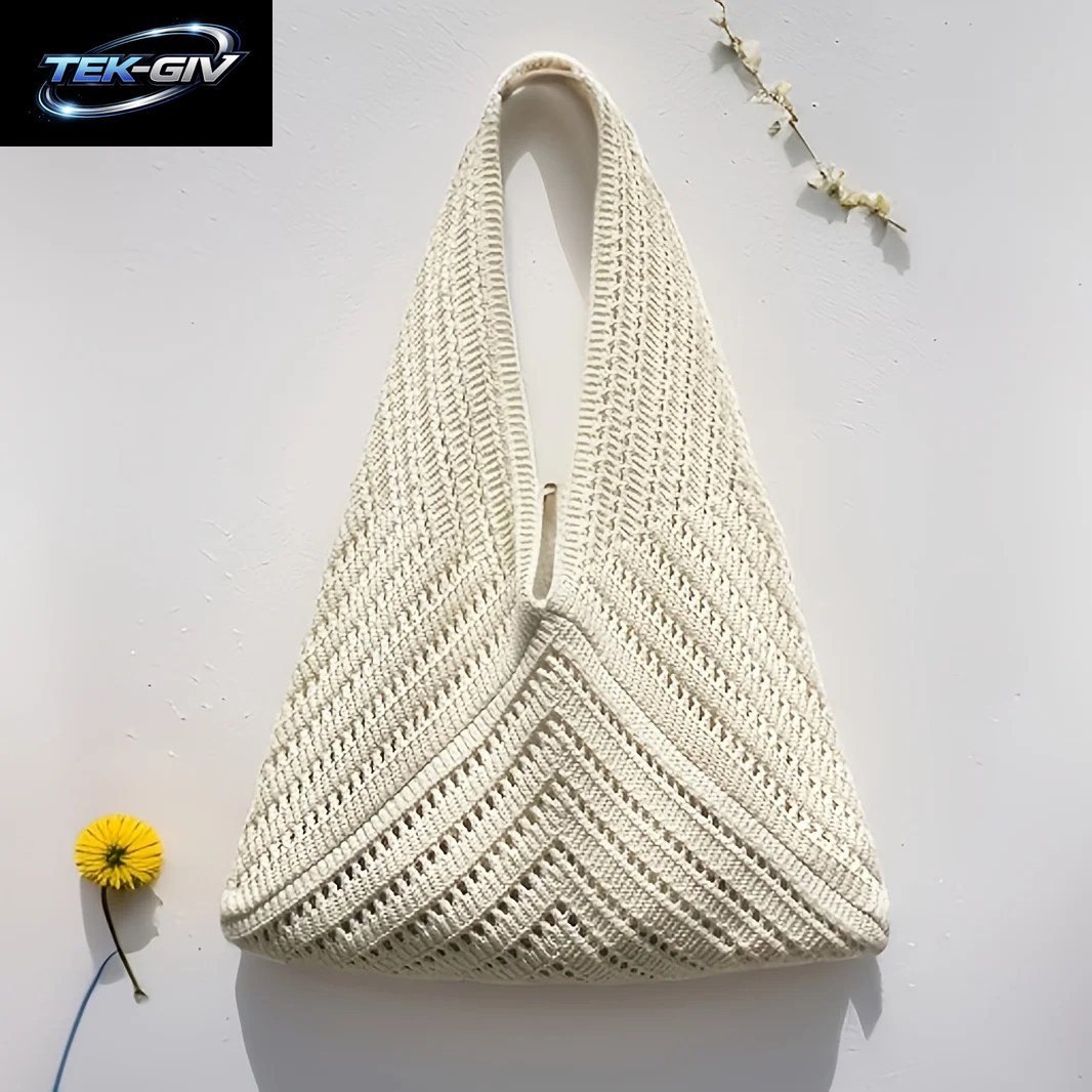 Gestrickte Damentaschen, Gestrickte Tragetaschen, Gestrickte Handtaschen, Strandtaschen, Sommerliche Retro-Urlaubsstil-Taschen Für Damen