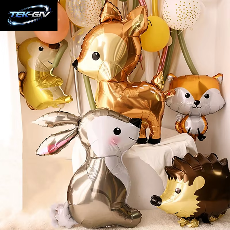 Cartoon Tier Kaninchen Hirsch Folienballon Kinder Geschenke Geburtstag Party Dschungel Tier Thema Dekoration Eichhörnchen Fuchs Bär Helium Globos