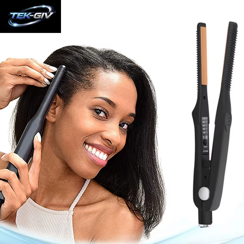 Mini Teddy Wave Haarglätter, Dünner Bleistift, Glätteisen, Titan, Professioneller Salon-Lockenwickler Für Kurzes Haar