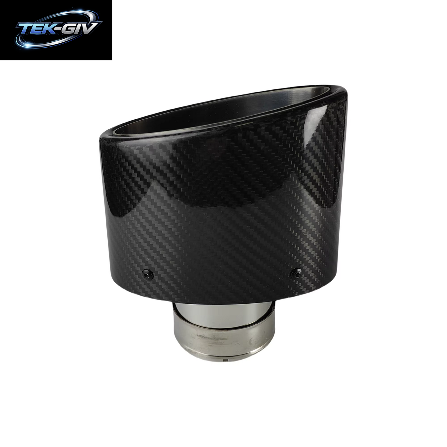 1Pcs Universal Auto Glänzend Carbon Faser Schalldämpfer Spitze Auspuffrohr Düse Dekoration Edelstahl Silber Oval 150Mm Kippen Links Rechts