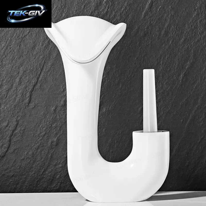 Weißer Cobra-Design Badezimmer-Waschtischhahn – Wasserfall-Mischbatterie Mit Kalt- Und Warmwasser-Keramikventil, Wassersparend, Weiß