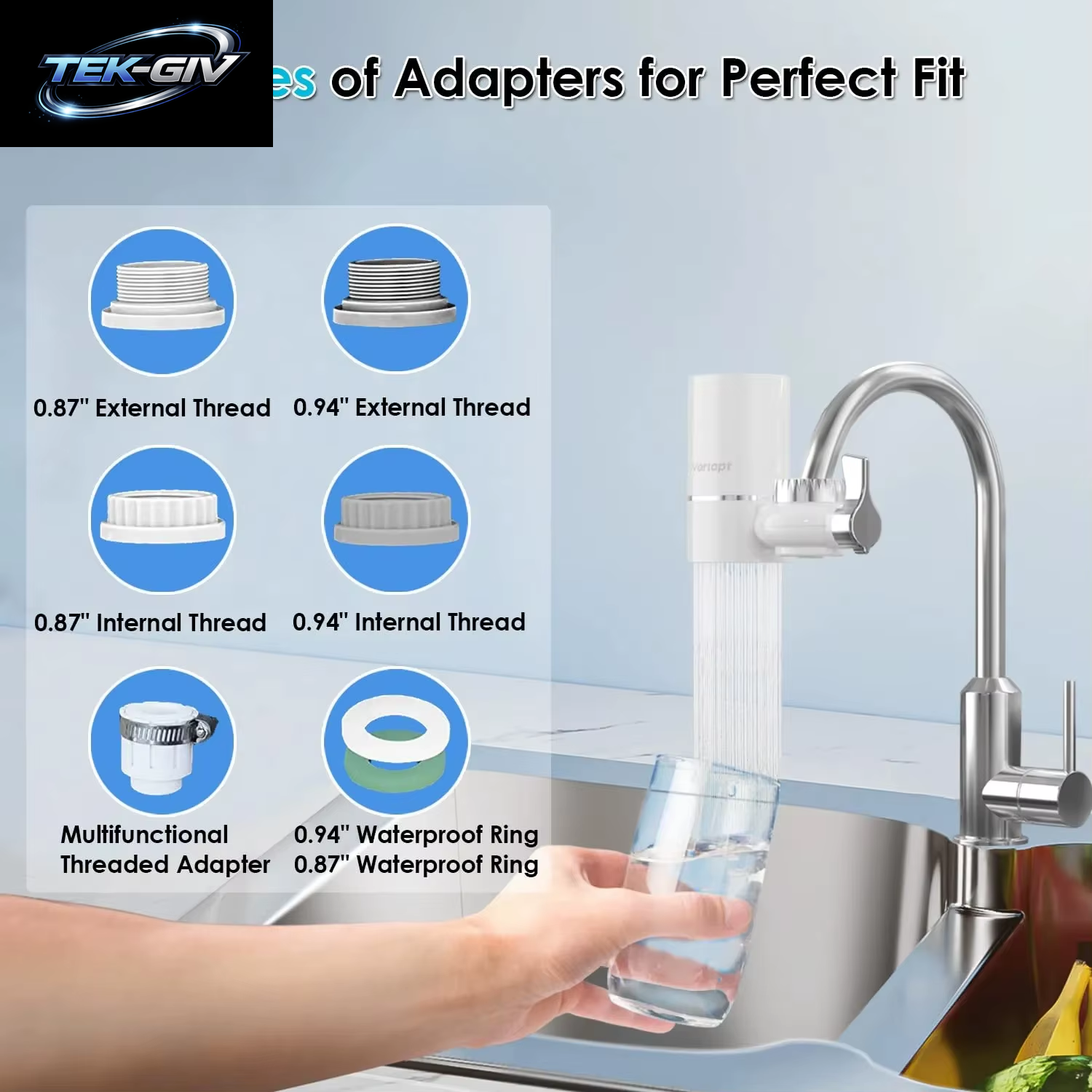 Vortopt Wasserhahn-Wasserfilter NSF International Certified, Ein Satz Mit 5 Filterkartuschen Zur Reinigung Von 400 Gallonen Wasser