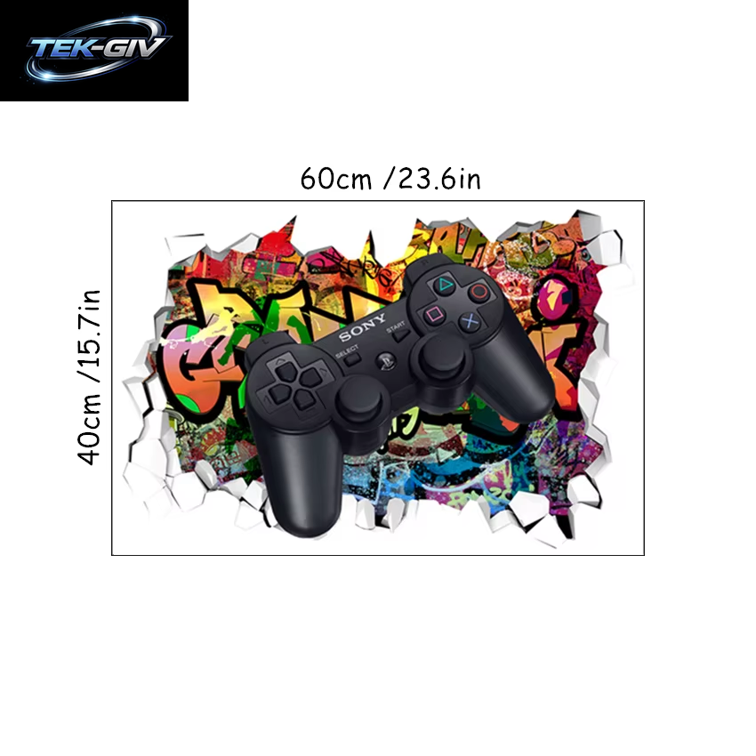 3D Broken Wall Hole Art Gamer Gamepad Vinyl Wandaufkleber Für Zuhause Kinderzimmer Junge Schlafzimmer Play Zone Dekoration Videospiel Poster