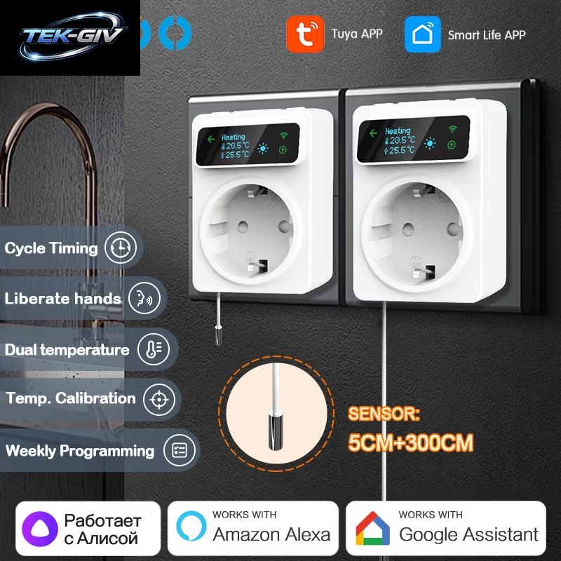 Wifi Tuya Smart Steckdose Thermostat 220V Temperatur Controller Boden Heizung Kühlung Thermostat Unterstützung Stimme Alexa Google Hause