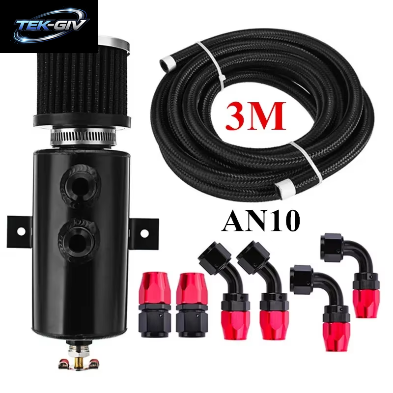 Universelle 0,75 L Aluminium Verblüfft Motoröl Fangdose Reservoir Tank Set Entlüftung Filter Abfluss 3M An10 Kraftstoffs Ch Lauch Anschlüsse