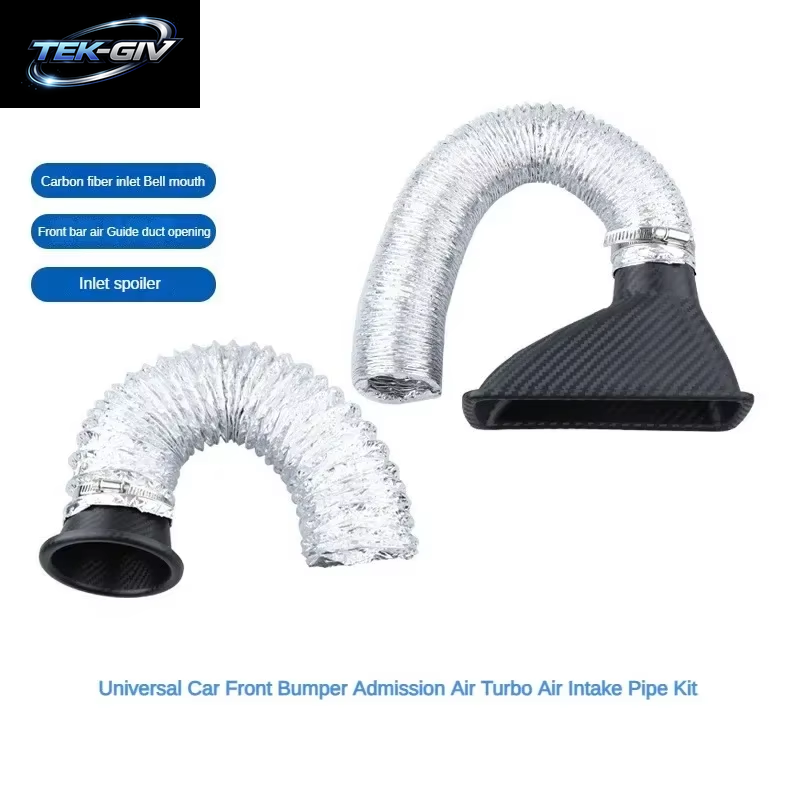 Universal Auto Front Stoßstange Eintritt Air Turbo Lufteinlass Rohr Kit ABS Turbine Einlass Kit Rohr Luft Trichter Carbon Look