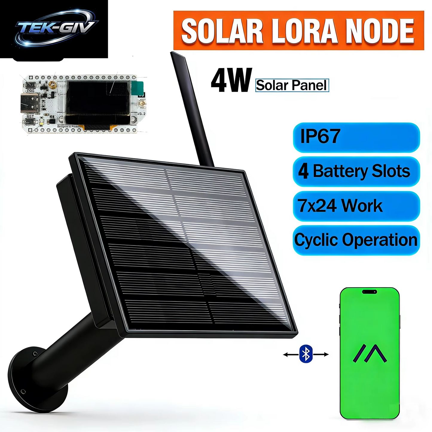 4 W Solar Lora Node 868 915 Mhz Batterie Outdoor Wasserdicht Heltec Lorawan Meshtastic APP Für Netzwerkübertragung in Abgelegenen Gebieten