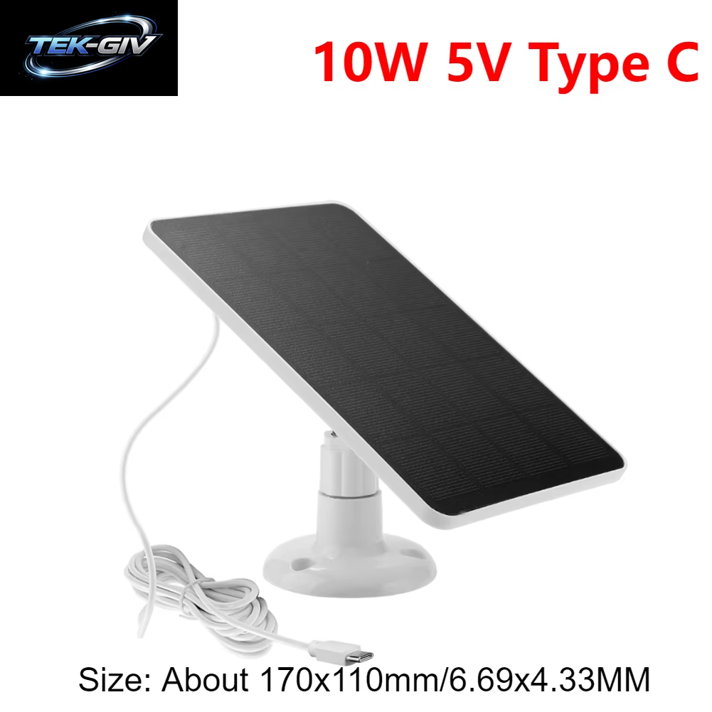 20/10 W Solarpanel Micro USB & USB-C Port Solarladepanel 9,8 Fuß Ladekabel 360 ° Einstellbare Montage Für Überwachungskamera