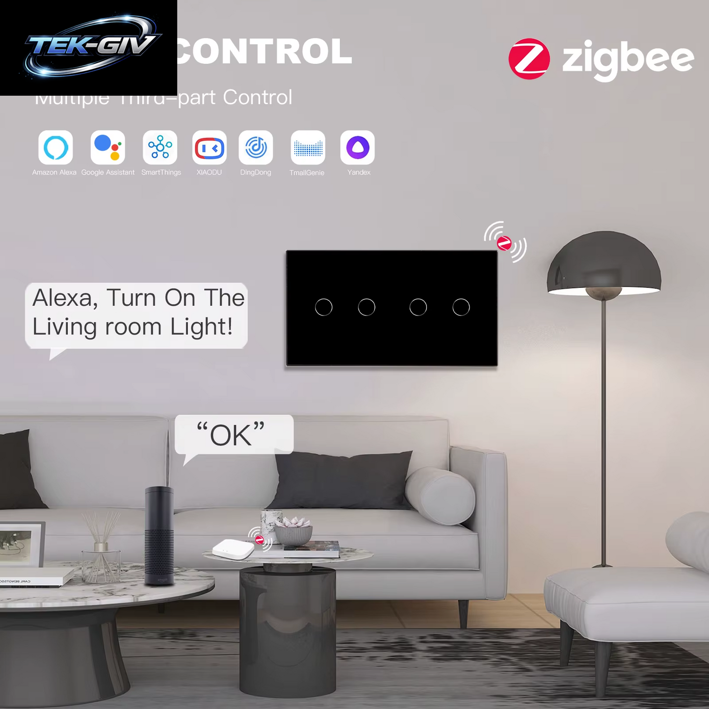 BSEED 1/2/3Gang Zigbee Wand-Touch-Schalter plus Eu-Steckdosen Doppelte Dreifach-Lichtschalter Tuya Smart Life App Neutral Erforderlich