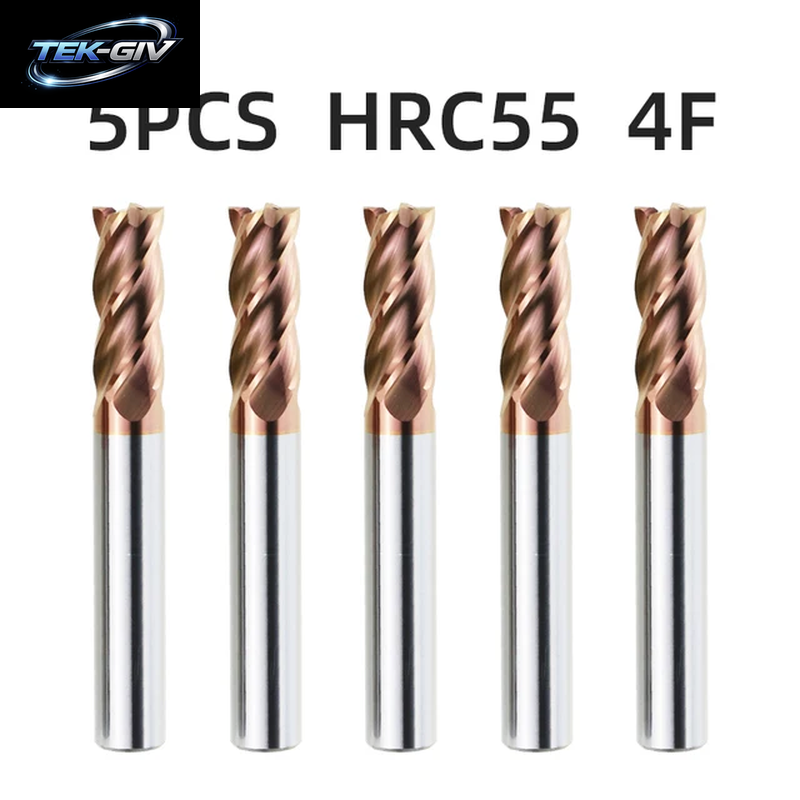 TOOLEYE HRC55 CNC Fräser Hartmetall-Schaftfräser 4 Flöten Maschine Cutter Werkzeuge Für Metall 3 5 6 8 Schaft Wolfram Stahl Schaftfräser