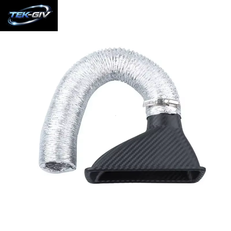 Universal Auto Front Stoßstange Eintritt Air Turbo Lufteinlass Rohr Kit ABS Turbine Einlass Kit Rohr Luft Trichter Carbon Look