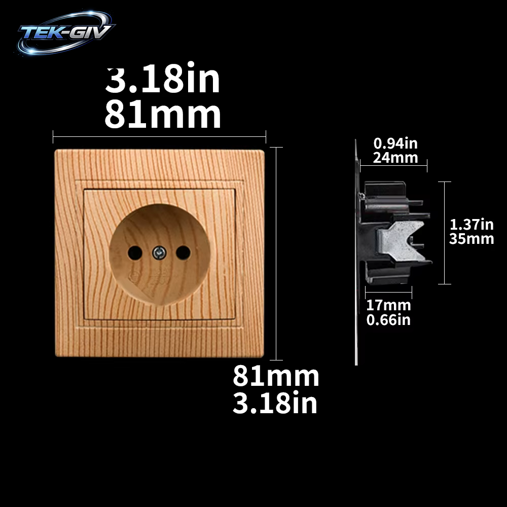 WESA Holzsteckdose, 16 A, Eu-Standard, Steckdose, Nicht Geschliffen, 86 Mm X 86 Mm, Flammhemmende Kunststoffplatten-Wandsteckdose