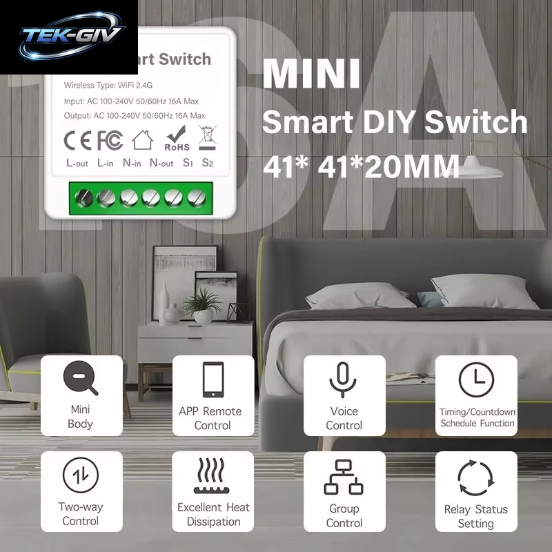 Tuya Zigbee3.0/Wifi MINI Smart Switch Mit Zwei-Wege-Steuerung, Kabelloser Lichtschalter, Intelligente Automatisierung, Funktioniert Mit Alexa Google Home