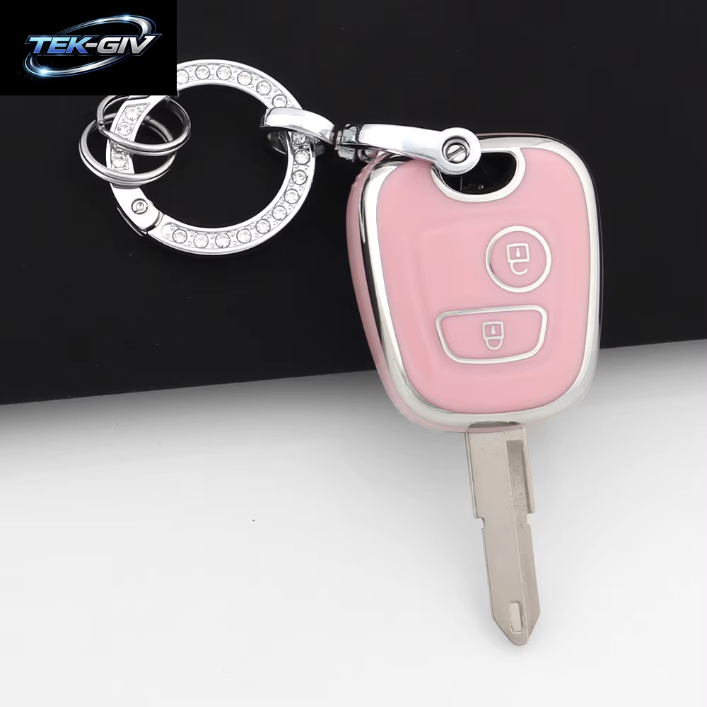Rosa TPU Auto Fernbedienung Smart Key Fall Abdeckung Shell Fob Schlüsselbund Für Peugeot 107 206 207 307 Für Citroen C1 C2 C3 C4 Für Toyota Aygo
