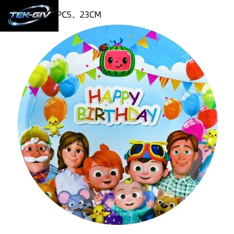 Cocomelon Ballon JJ Melone Wassermelone Spielzeug Alles Gute Zum Geburtstag Banner Party Dekoration Hintergrund Kuchen Topper JOJO Einweggeschirr