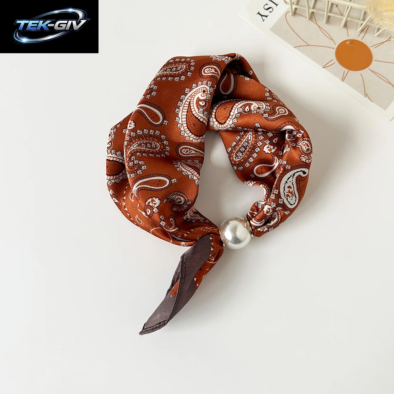 Schal-Kette Aus Seide Mit Magnetischem Anhänger, Dünner Perlen-Halstuch-Verschluss, Haarband, Schleifenband, Foulards Für Damen, Luxusmarken