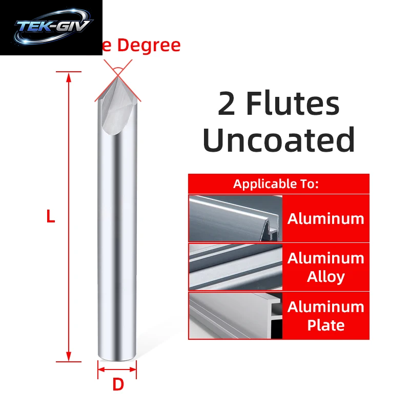TOOLEYE Hartmetall-Fasenfräser 60 90 120 ° Wolframstahl-Cnc-Fräser, 2 Und 3 Nuten, Anfasmühle, Metallschneider, Schaftfräser