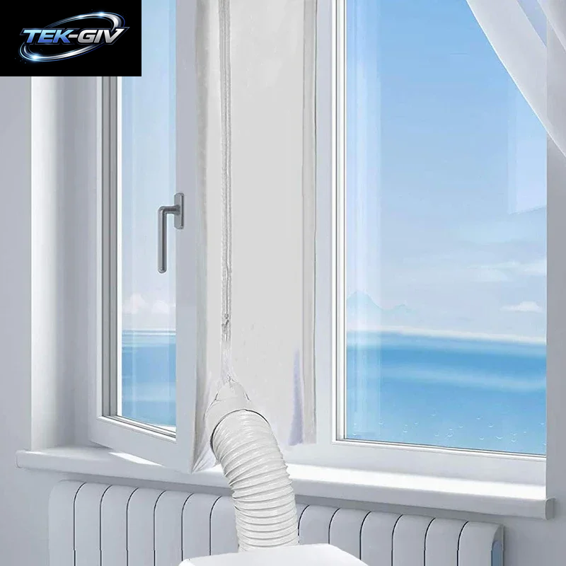 Airlock Fensterabdichtung Für Mobile Klimaanlagen, 3M 4M Flexible Stoffdichtungsplatte Fensterabdichtung Mit Reißverschluss Und Klebefixierung