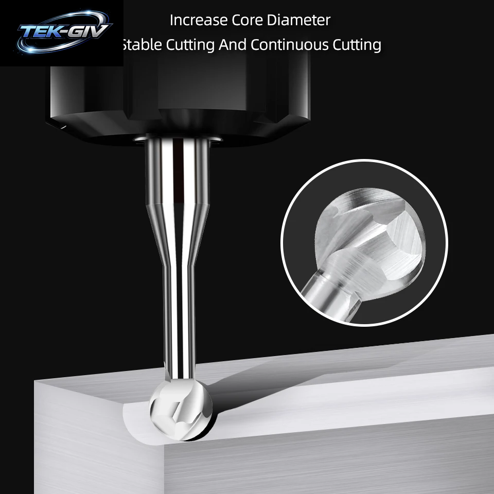 TOOLEYE Hartmetall Lollipop Kugelkopffräser Abgerundete T-Schaftfräser Wolframstahl Cnc-Fräser Cnc-Werkzeuge Für Die Metallbearbeitung