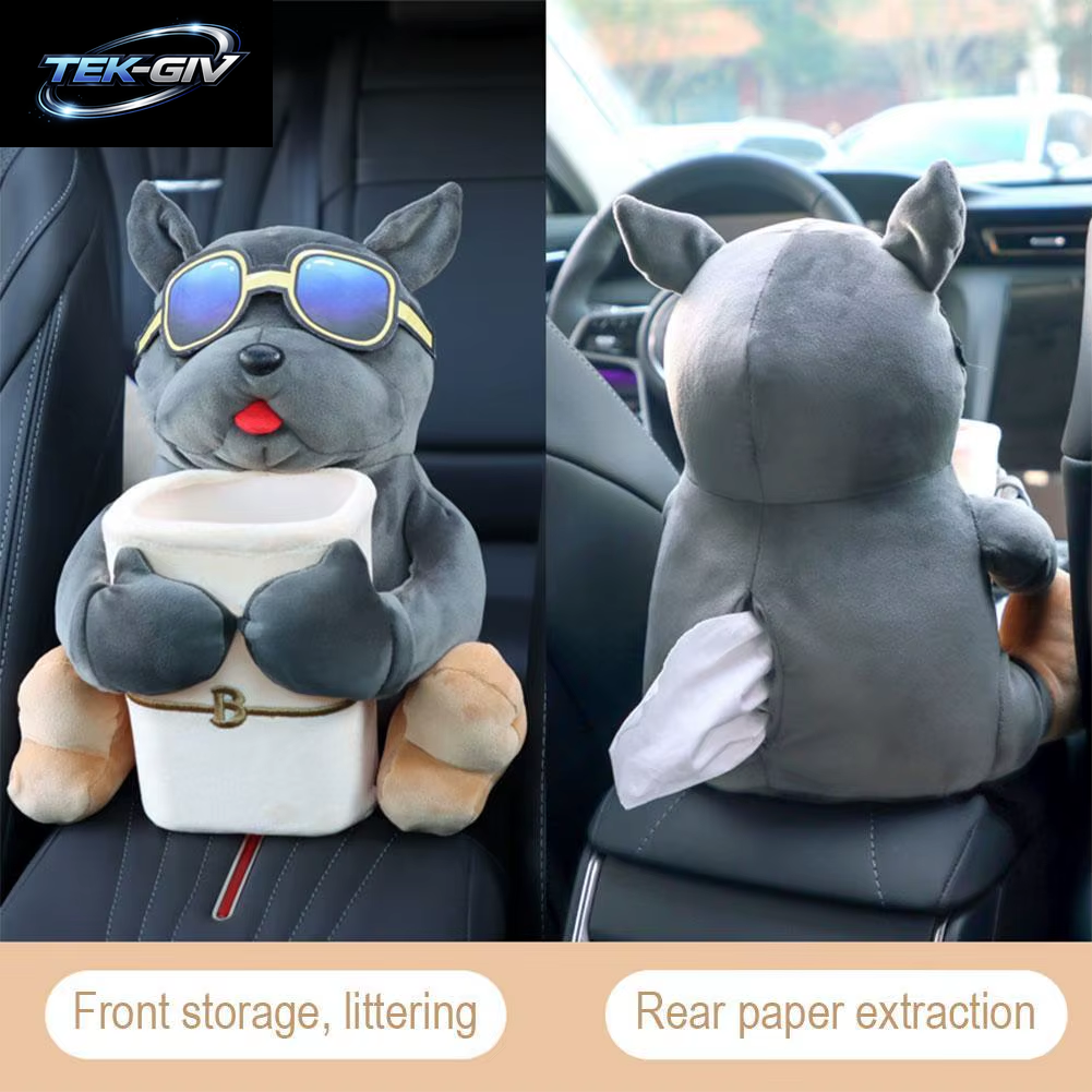 Auto Montiert Tissue Box 2-In-1 Cartoon Plüsch Puppe Auto Tissue Schublade Kann Und Auto Hängen Armlehne Box Papier Müll Halter Stor S4G5