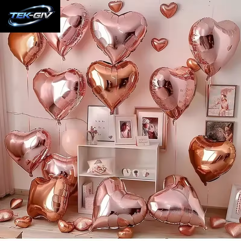 60-5PCS Rote Herz Folien Ballons Aufblasbare Helium Ballon DIY Geburtstag Party Ornamente Für Valentinstag Hochzeit Party Geschenke