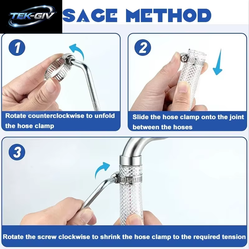 10 Stück Schlauchschellen Rohrschellen Edelstahl Hoop Clamp Schlauch 304 Edelstahl Automotive Rohre Clip Festes Werkzeug 8-25 Mm