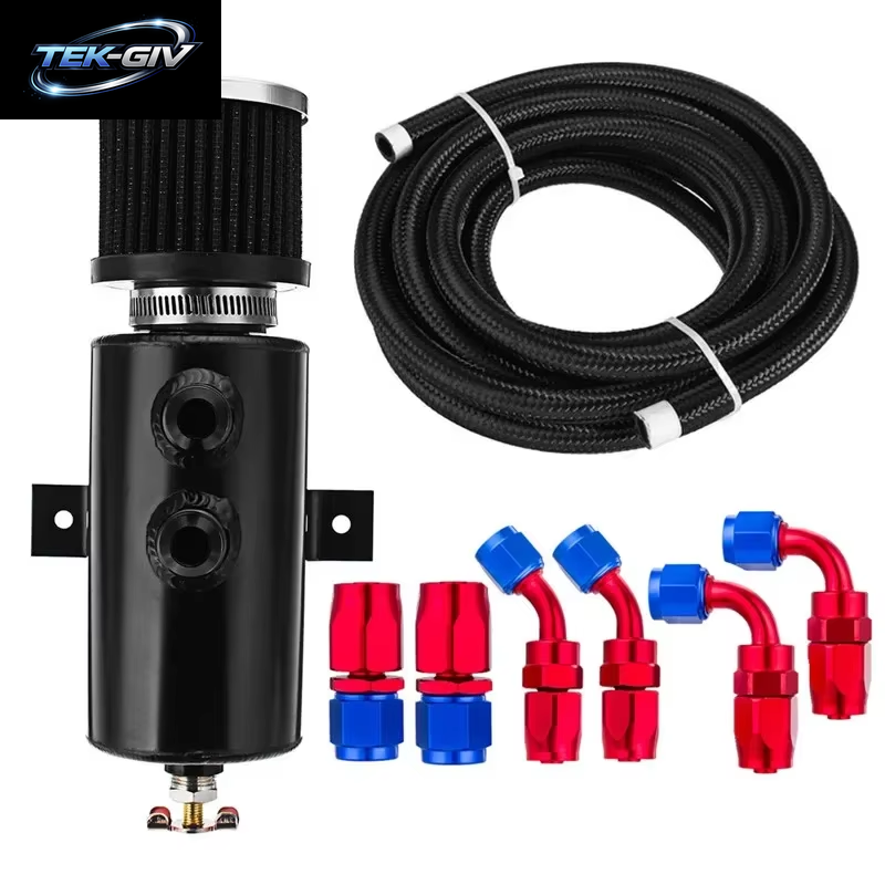 Universelle 0,75 L Aluminium Verblüfft Motoröl Fangdose Reservoir Tank Set Entlüftung Filter Abfluss 3M An10 Kraftstoffs Ch Lauch Anschlüsse