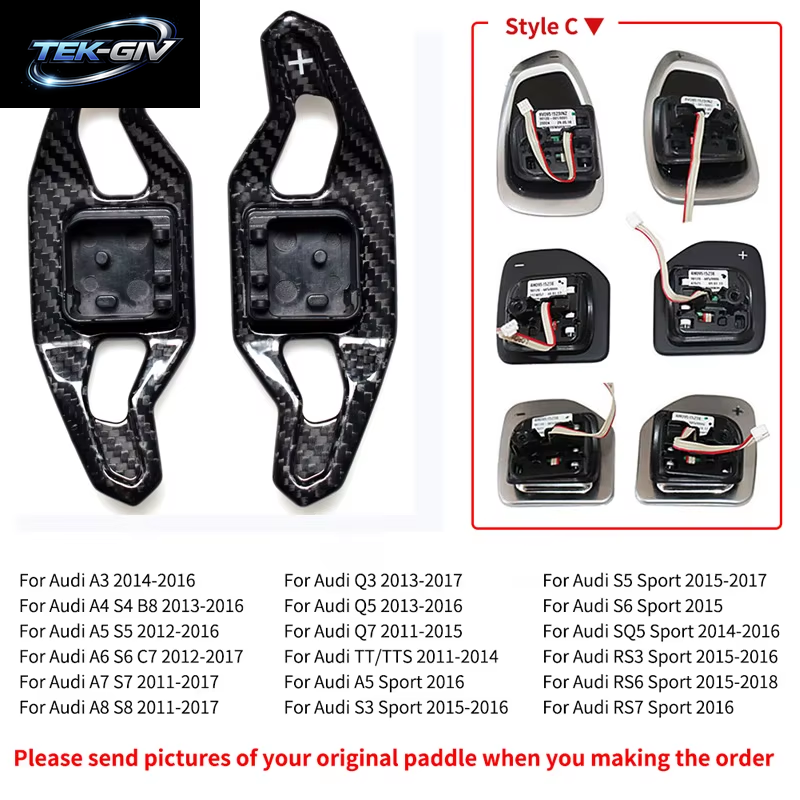Carbon Fiber Shift Paddle Für Audi A3 8V S3 RS3 A4 S4 A5 S5 RS4 B8 B9 A6 A7 TT TT R8 Q3 Q5 Auto Lenkrad Shifter Verlängerung