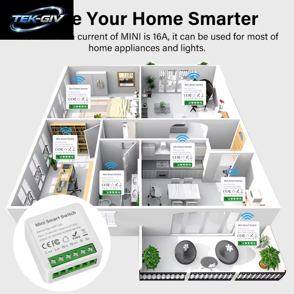 Tuya Zigbee3.0/Wifi MINI Smart Switch Mit Zwei-Wege-Steuerung, Kabelloser Lichtschalter, Intelligente Automatisierung, Funktioniert Mit Alexa Google Home