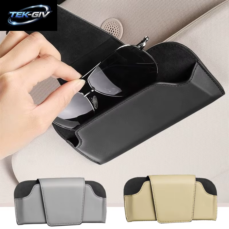 Auto Sonnenblende Brillenhalter Fall Sonnenbrille Clip Leder Brillenbox Karte Ticket Magnetverschluss Organizer Brillenaufbewahrung