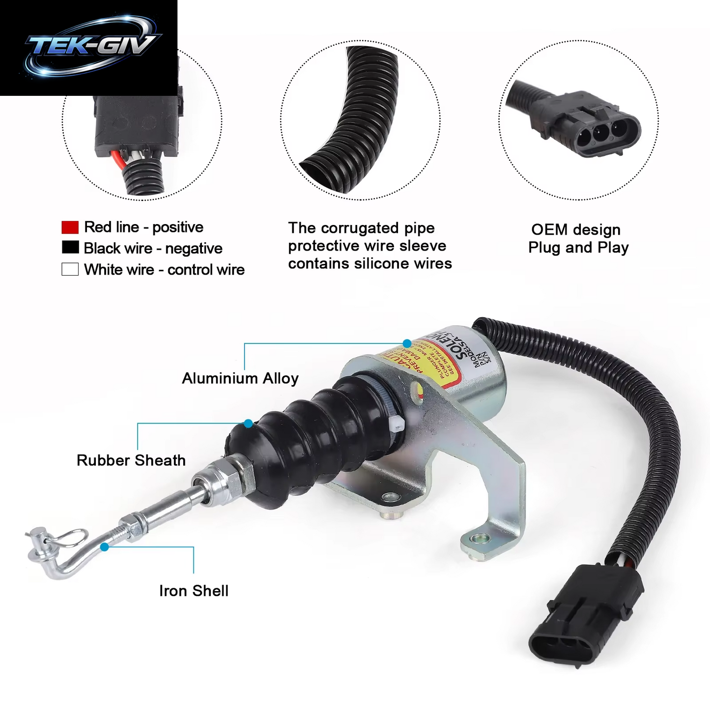 CNSPEED Dieselmotor-Abschaltmagnetventil, Kompletter Satz Zubehörteile, 24 V, Für Cummins Coil 6CT 8.3 OEM 3932017 SA 3742 24