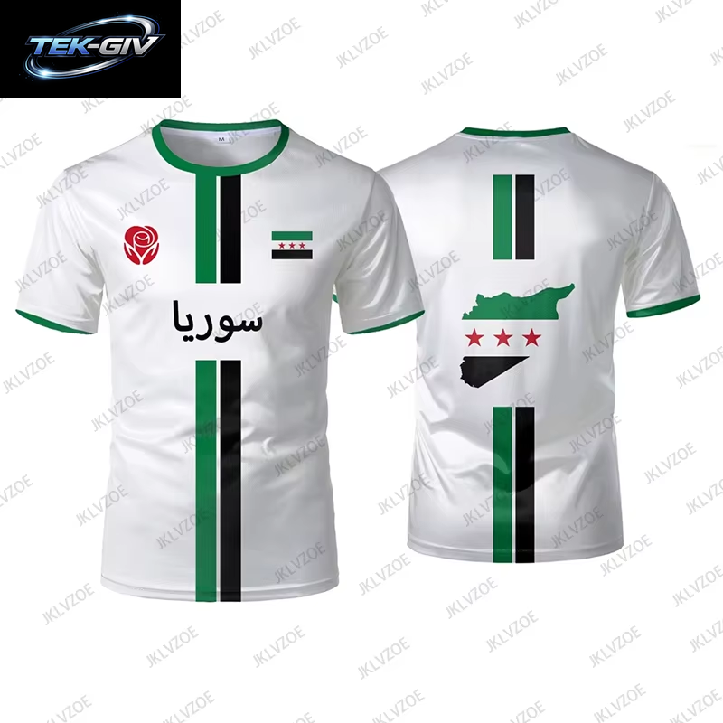 Sommer Neue Syrien Fußball Jersey Männer Frauen Sport T-Shirts Straße Fußball Uniformen Casual Syrische Flagge Grafik Übergroßen Kinder Tops