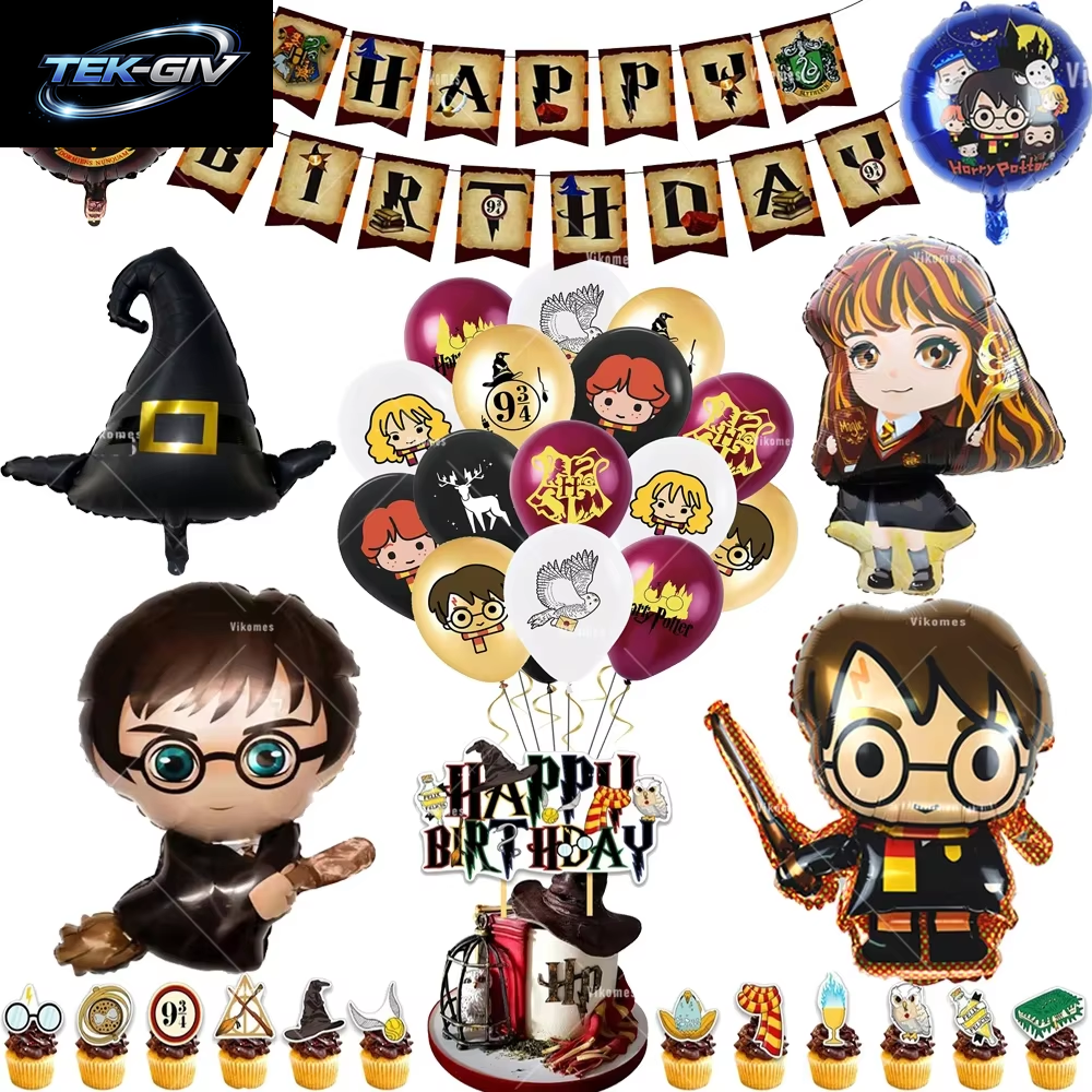 Harry Potter Ballon Hogwarts Hintergrund Eule Schule Happy Birthday Banner Party Dekoration Tortendekoration Einweg-Tischgeschirr
