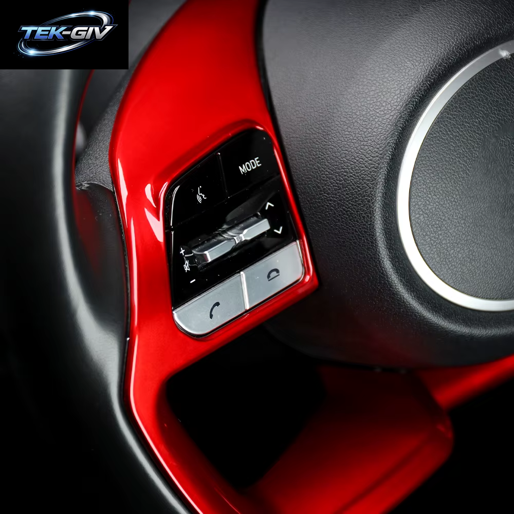 1 Stücke Rot Lenkrad Trim Rahmen Abdeckung Innen Neue Dekoration Styling Für Hyundai Elantra CN7 2021 2022 2023 LHD RHD
