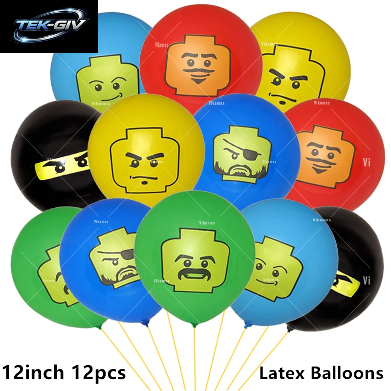 Ninjaed Go Thema Luftballons Geburtstag Party Dekoration Lieferungen Baby Dusche Legoed Latex Ballon Hintergrund Banner Kuchen Topper Jungen