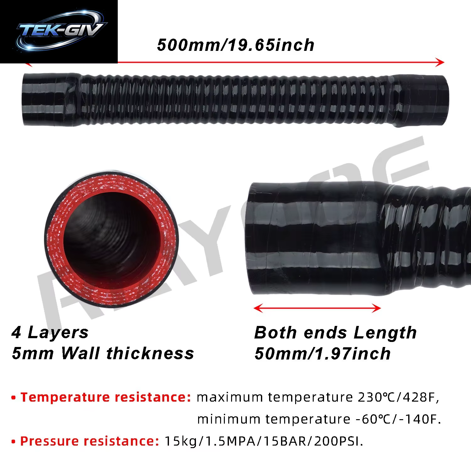500 Mm Flexibler Silikonschlauch ID28 30, 32, 34, 36, 38, 40, 42, 51 57 63 70 76 80 83 Mm Universal-Lufteinlassrohr-Kühler-Verbindungsrohr