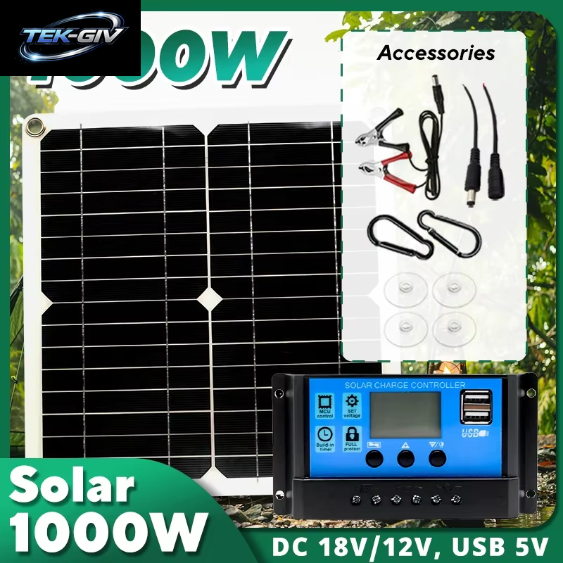 1000W Solar Panel 12V Solarzelle 10A-100A Controller Solar Platte Kit Für Telefon RV Auto Caravan Hause Camping Outdoor Batterie