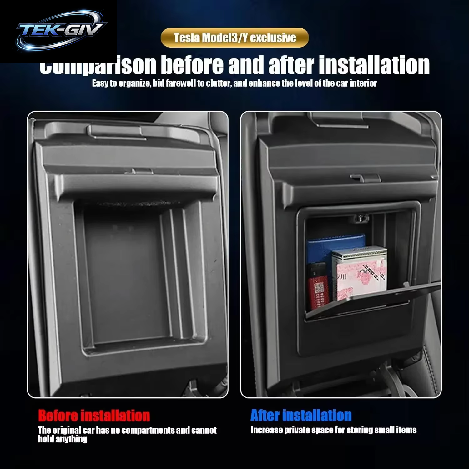 Für Tesla Modell 3 Modell Y 2021 2022 2023 Auto Center Konsole Organizer Armlehne Versteckte Lagerung Box Auto Lagerung Zubehör