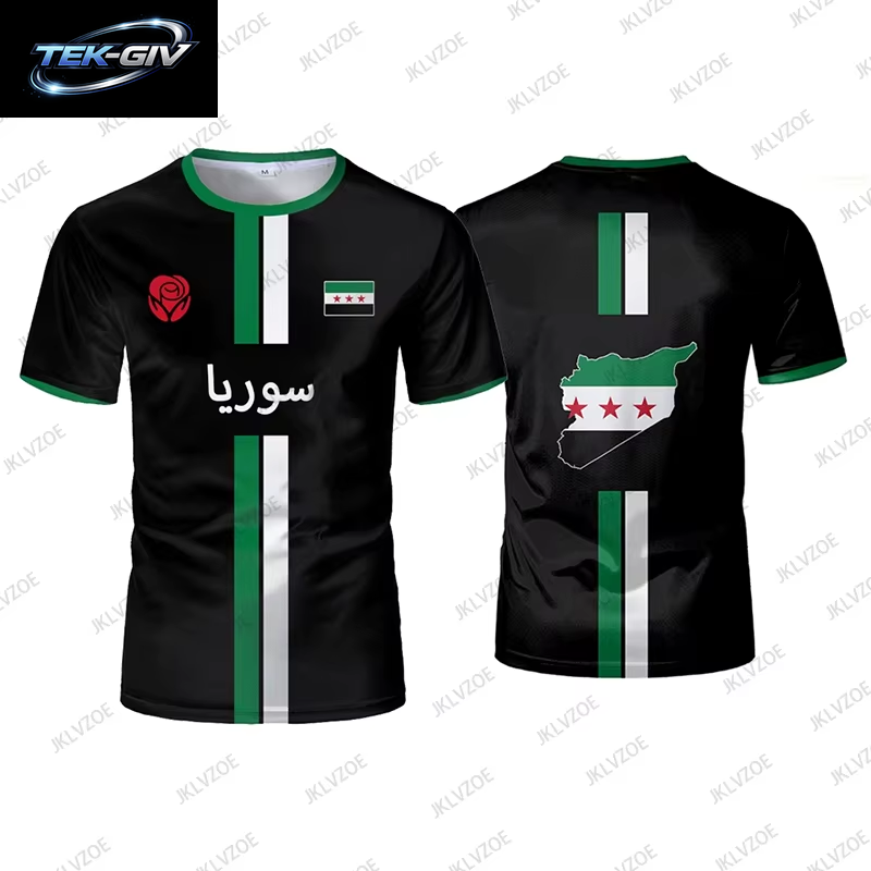 Sommer Neue Syrien Fußball Jersey Männer Frauen Sport T-Shirts Straße Fußball Uniformen Casual Syrische Flagge Grafik Übergroßen Kinder Tops