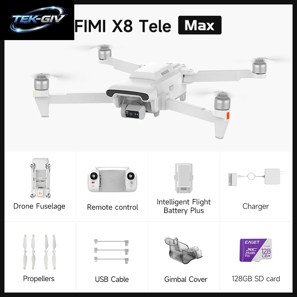 FIMI X8 Tele Max Neue Drohne Mit Weitwinkel-Telekamera, 30-Fachem Hybridzoom, 20 Km Reichweite, 4K 60Fps, 3-Achsen-Gimbal, GPS, Ki-Super-Nachtvideo