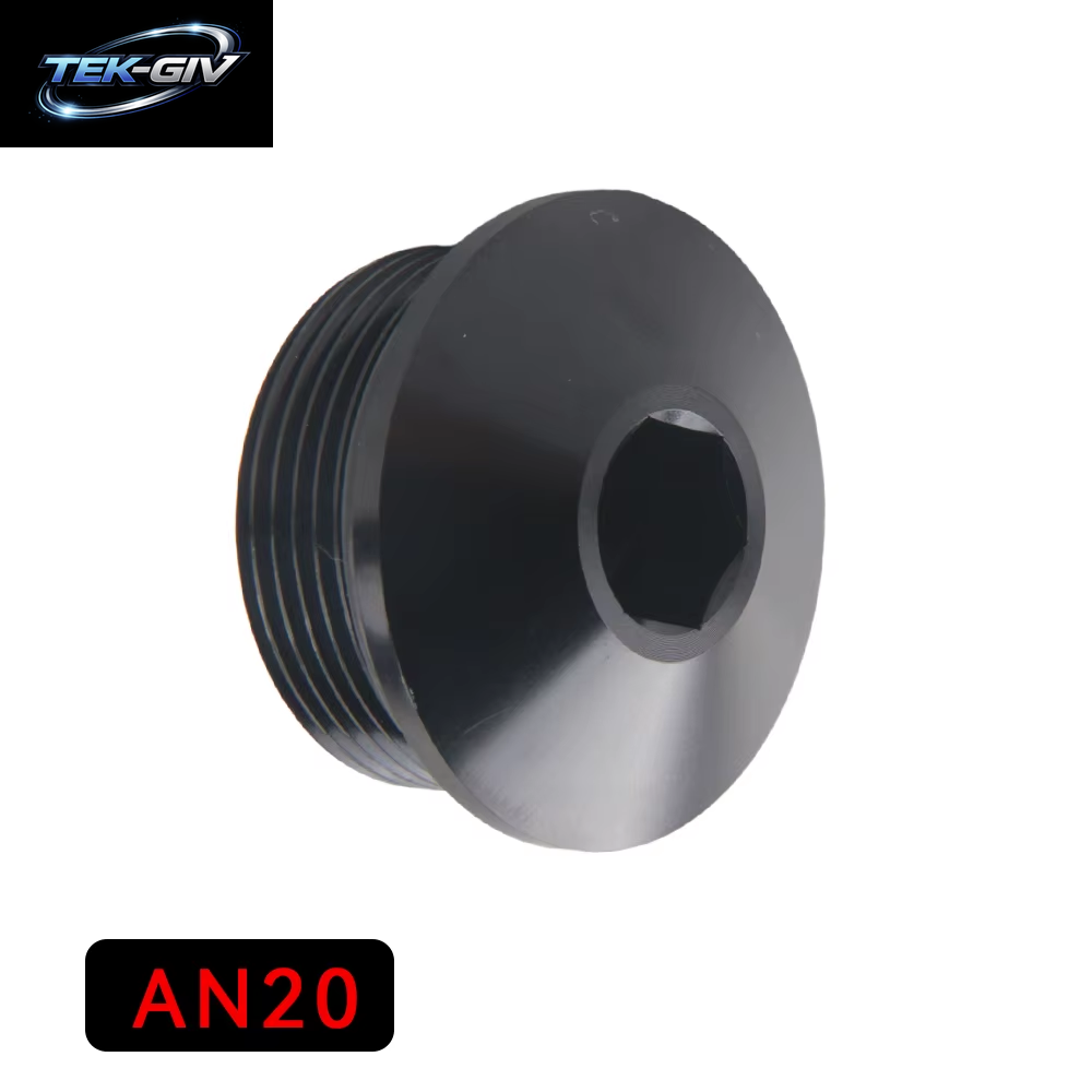Aluminium AN3 AN4 AN6 AN8 AN10 AN12 AN16 AN20 ORB Sockel Sechskant O-Ring Boss Stecker SCHWARZ
