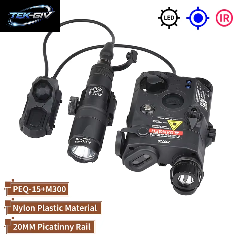 WADSN Taktische PEQ 15 Rot/Grün/Blau Laser & SF M300A/M600C Taschenlampe & AXON Remote Sitch Set IR Fülllicht Für Airsoft Jagd