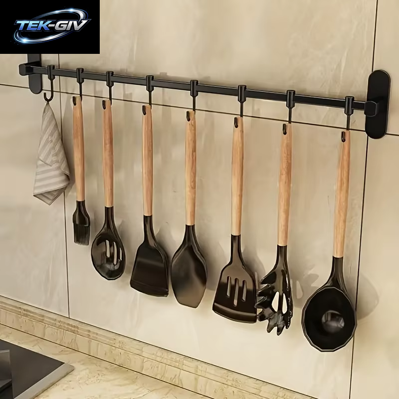 1-Teiliges Aufbewahrungsregal Für Küchengeräte Wie Topfdeckel Und Spatel, Wandmontiertes Hakenregal, Mehrwege-Aufbewahrung Für Küchenartikel