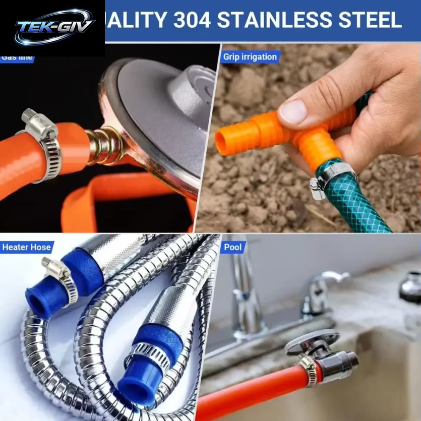 10 Stück Schlauchschellen Rohrschellen Edelstahl Hoop Clamp Schlauch 304 Edelstahl Automotive Rohre Clip Festes Werkzeug 8-25 Mm