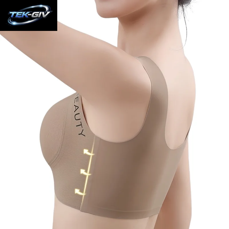 Gerippte Push-Up-Bhs, Kabelloser BH, Nahtlose Damenunterwäsche, Übergröße, Wellenausschnitt, Breiter Träger, Sexy Dessous, M-3XL