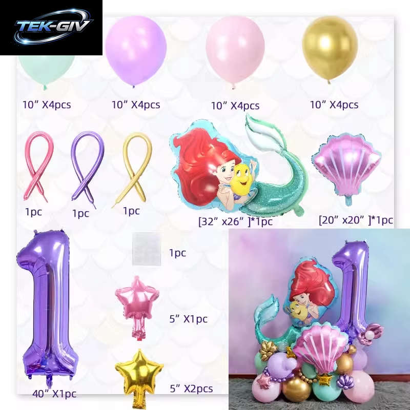 Die Kleine Meerjungfrau Geburtstag Party Dekoration Prinzessin Ariel Papier Serviette Teller Tasse Tischdecke Luftballons Kinder Baby Shower Supplies