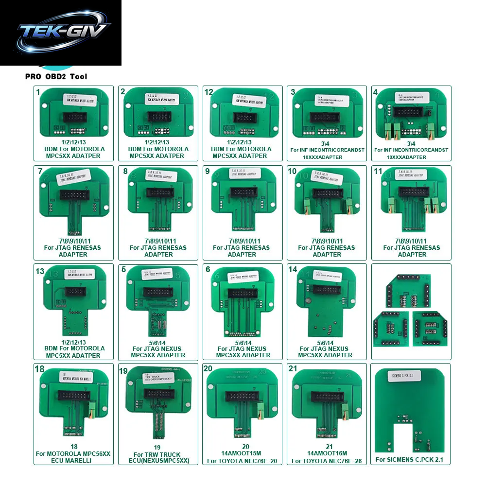 22 Stück Bdm-Adapter, Kompletter Satz Bdm-Rahmen Für KTAG KESS FGTECH BDM100 Sondenadapter, Led-Ecu-Ramp-Chip-Tuning-Tool, 22-Teiliger Adapter