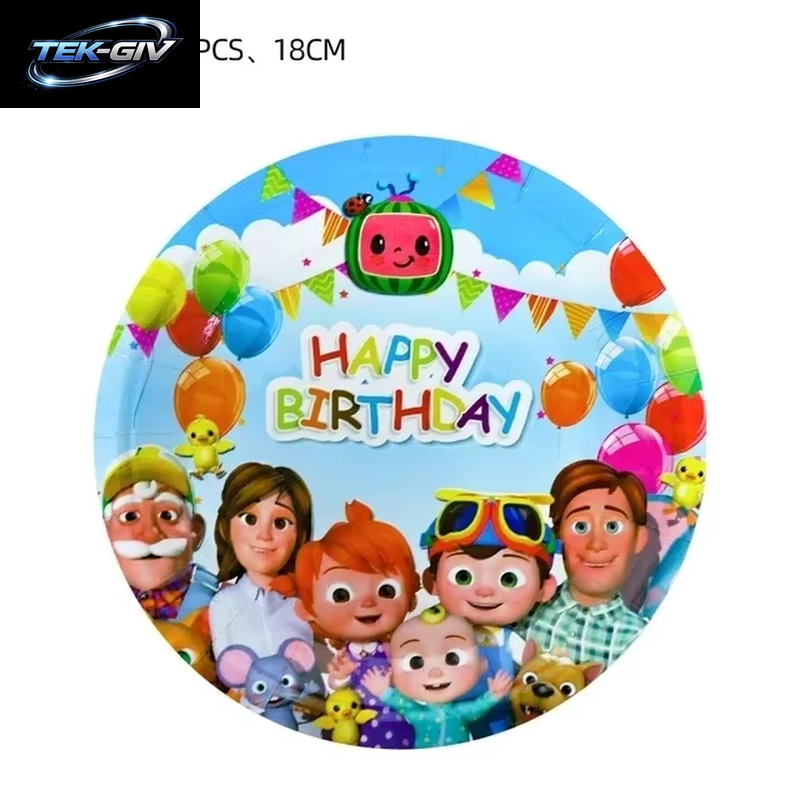 Cocomelon Ballon JJ Melone Wassermelone Spielzeug Alles Gute Zum Geburtstag Banner Party Dekoration Hintergrund Kuchen Topper JOJO Einweggeschirr