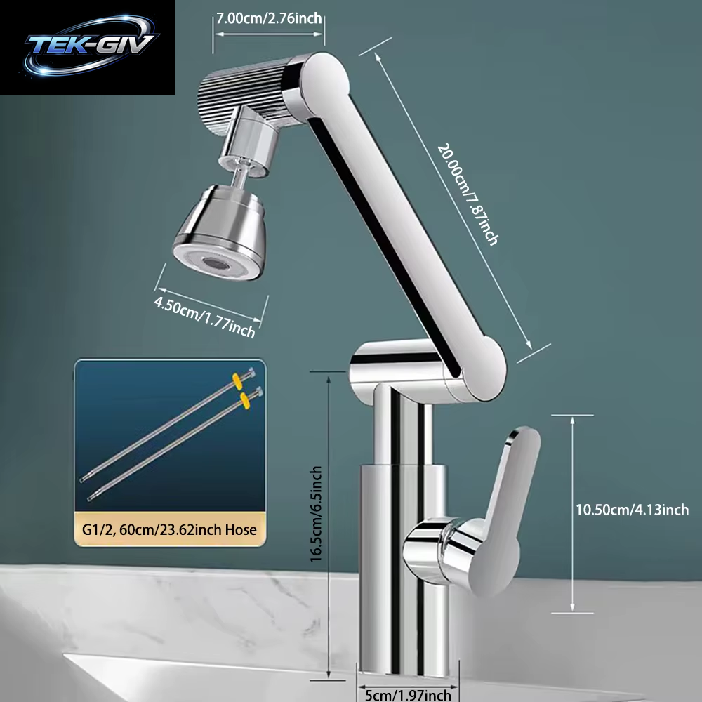 Mechanischer Arm Universal-Wasserhahn Badezimmer Küche Spritzwassergeschützter Wasserhahn Badezimmer-Arbeitsplatte Waschbecken Heiß- Und Kaltwasserhahn-Zubehör